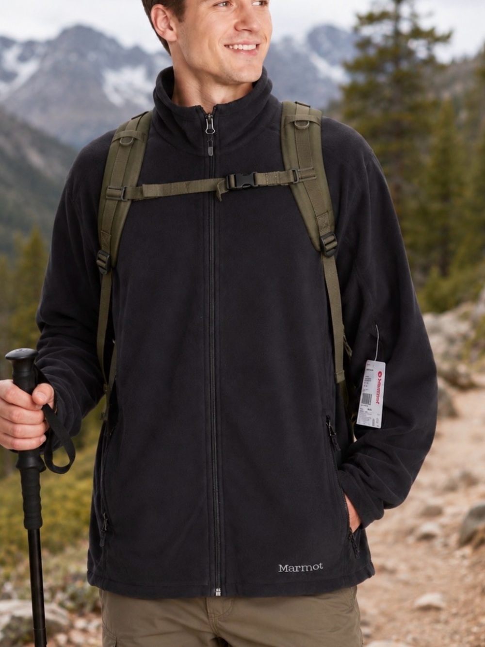Marmot Men’s Rocklin Black Fleece Full Zip Jacket Size XLT NWT